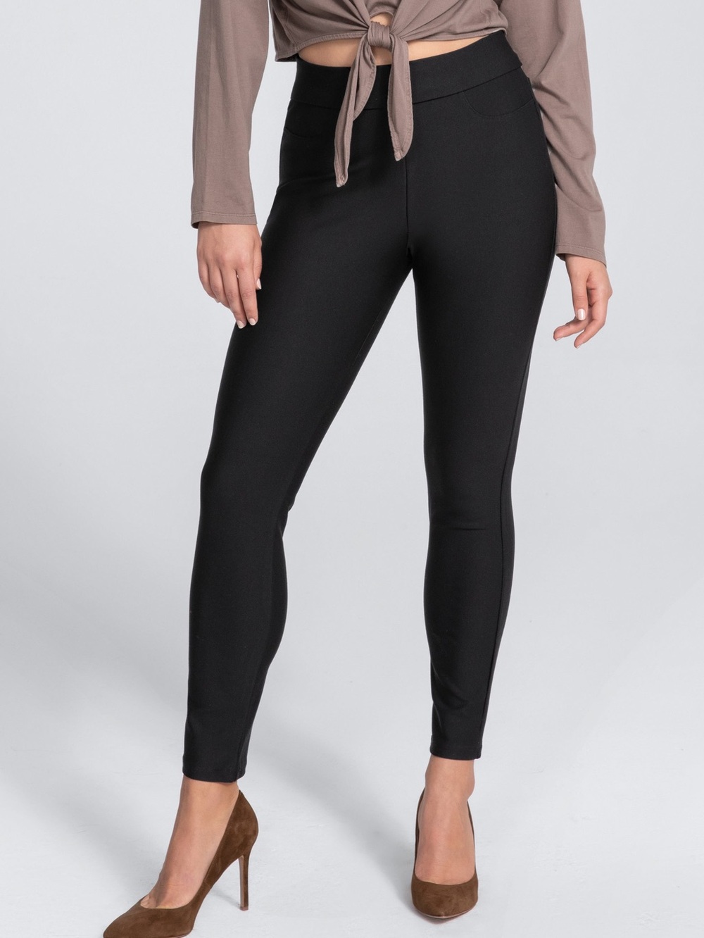 Honeylove EverReady Pants 1X Black Ponte Stretch Pull On Shaping Slim WKPT0101